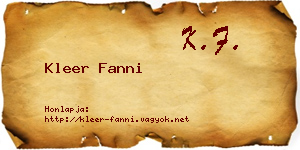 Kleer Fanni névjegykártya